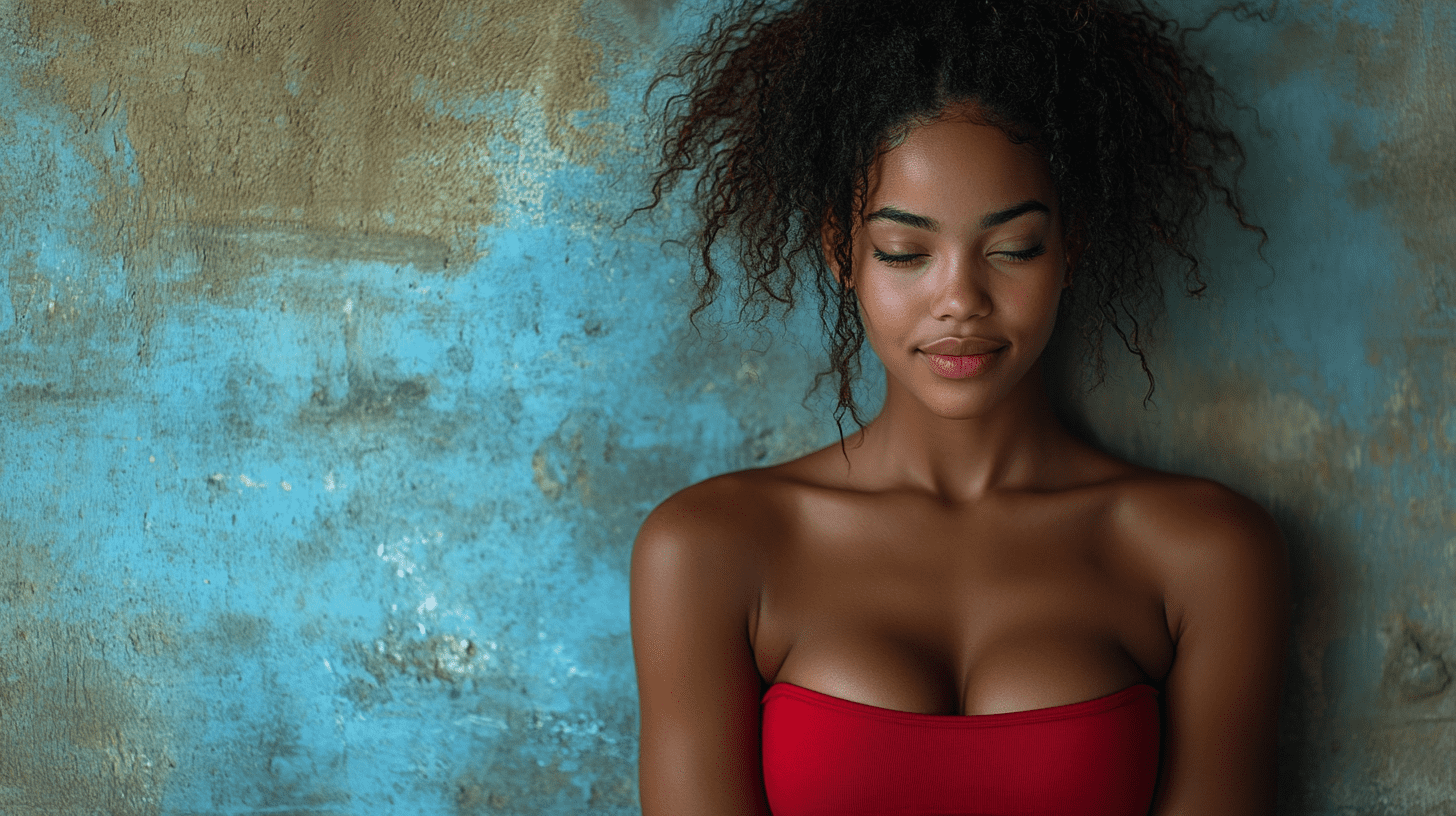 Profile view of inward chastity cage