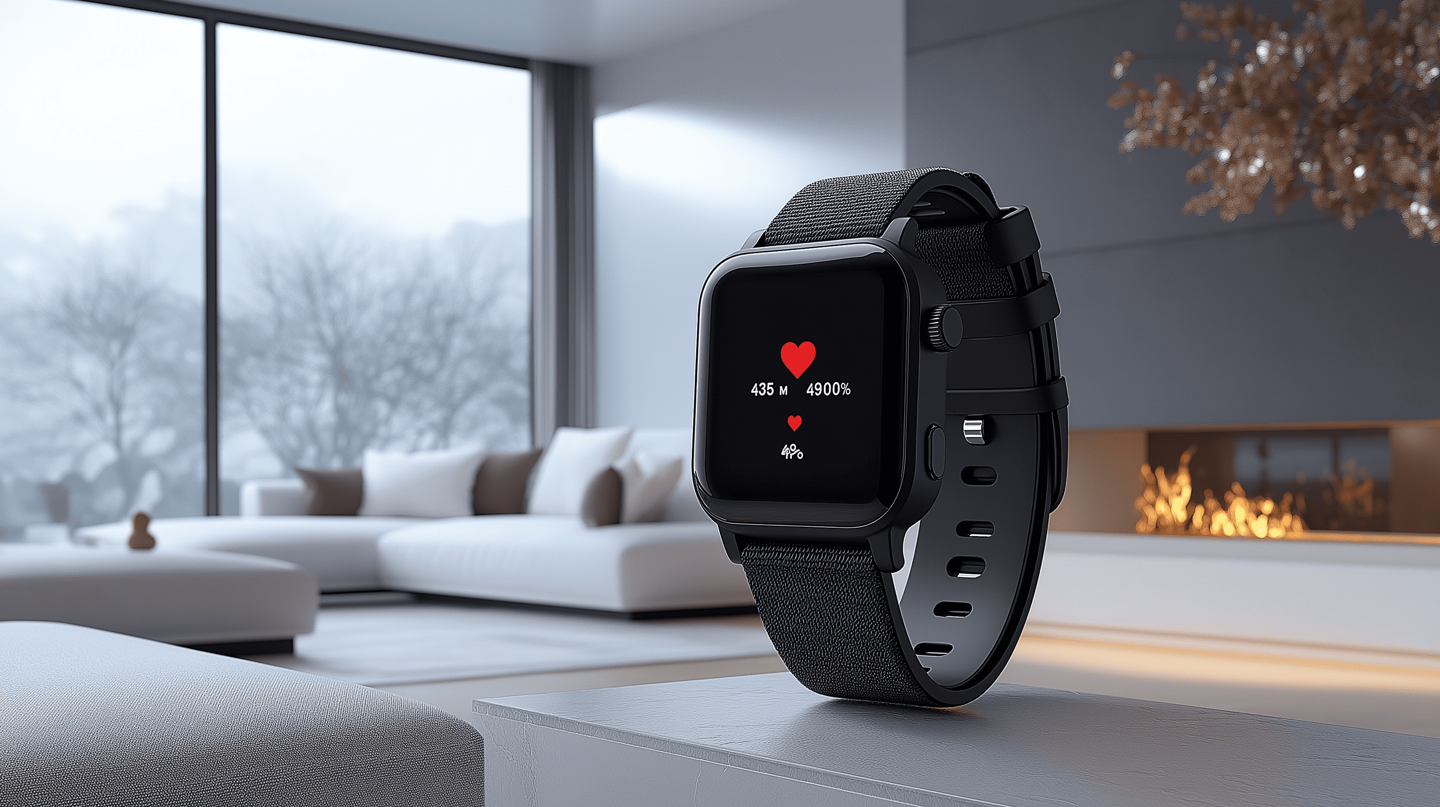 wearable device with heart rate on screen